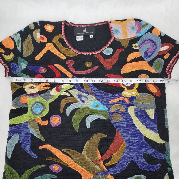 Peruvian Connection Sz S Fiber Rich Birds Fish Art-To-Wear Round Luxury Sweater - Picture 9 of 12